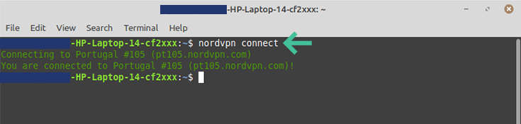 Linux terminal, NordVPN connect to fastest server