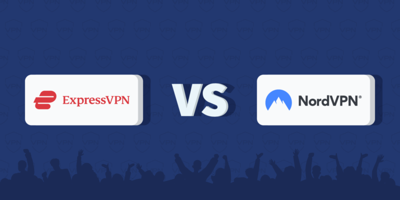 The logos of ExpressVPN and NordVPN, separated by "vs"