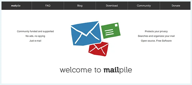 Screenshot of mailpile homepage