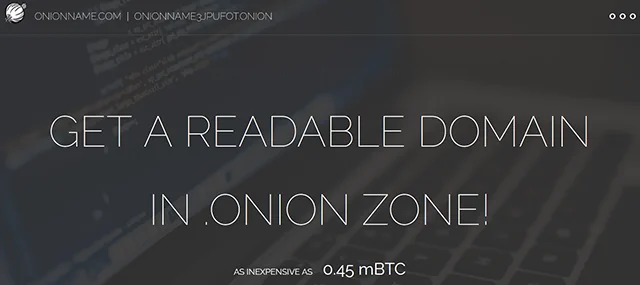 Screenshot of Onion.name homepage
