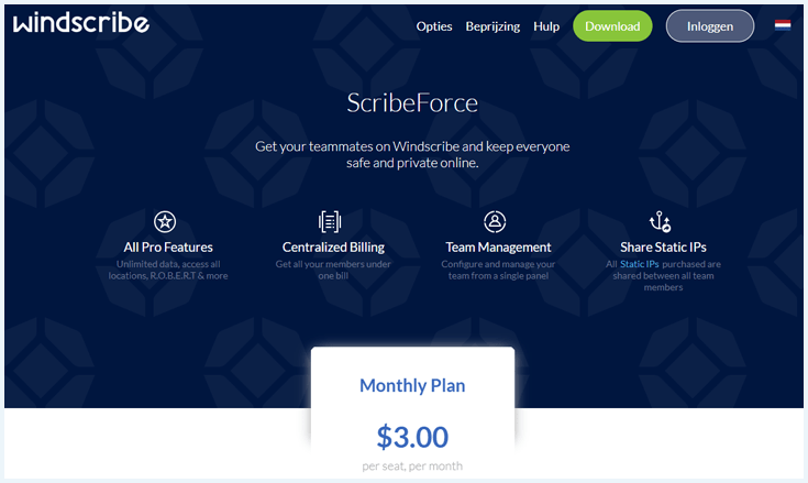 Screenshot of ScribeForce website homepage