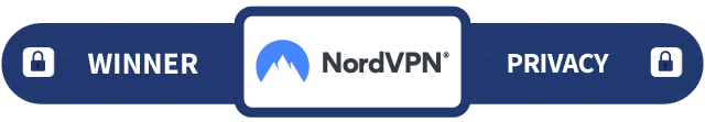 Banner with the text "Winner", "Privacy" and the NordVPN logo