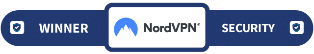 Banner with the text "Winner", "Security" and the NordVPN logo