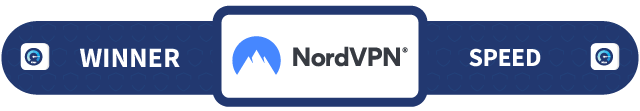 Banner with the text "Winner", "Speed" and the NordVPN logo