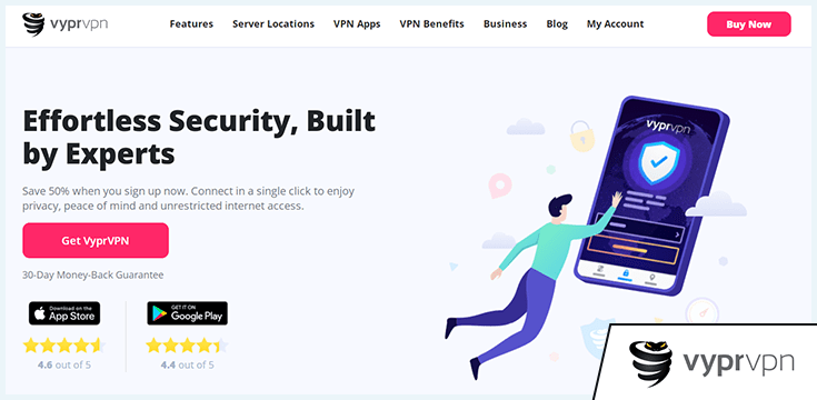 Screenshot of Vypr VPN website
