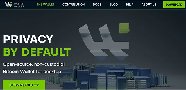 Screenshot of Wasabi Wallet homepage